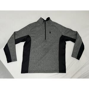 Spyder Gait Knit Sweater Men's XL Heather Black Long Sleeve 1/4 Zip Polyester